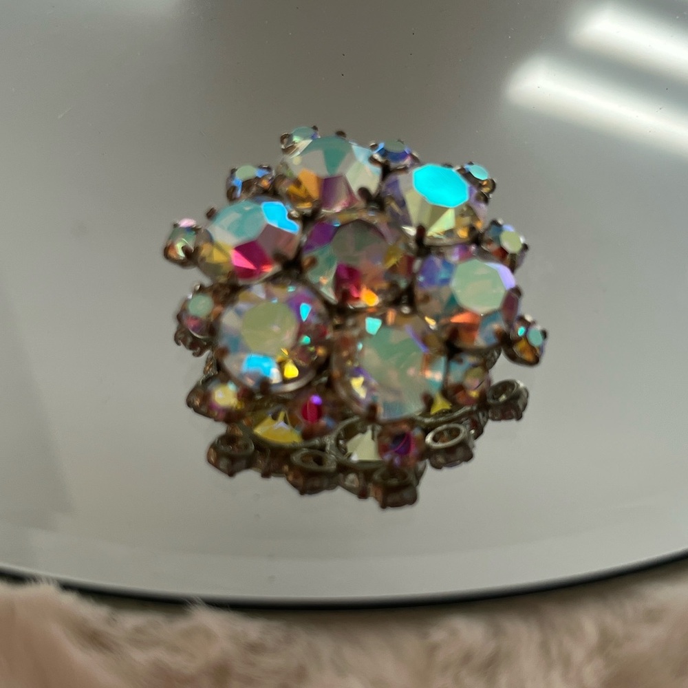 Aurora Borealis Iridescent Crystal Brooch